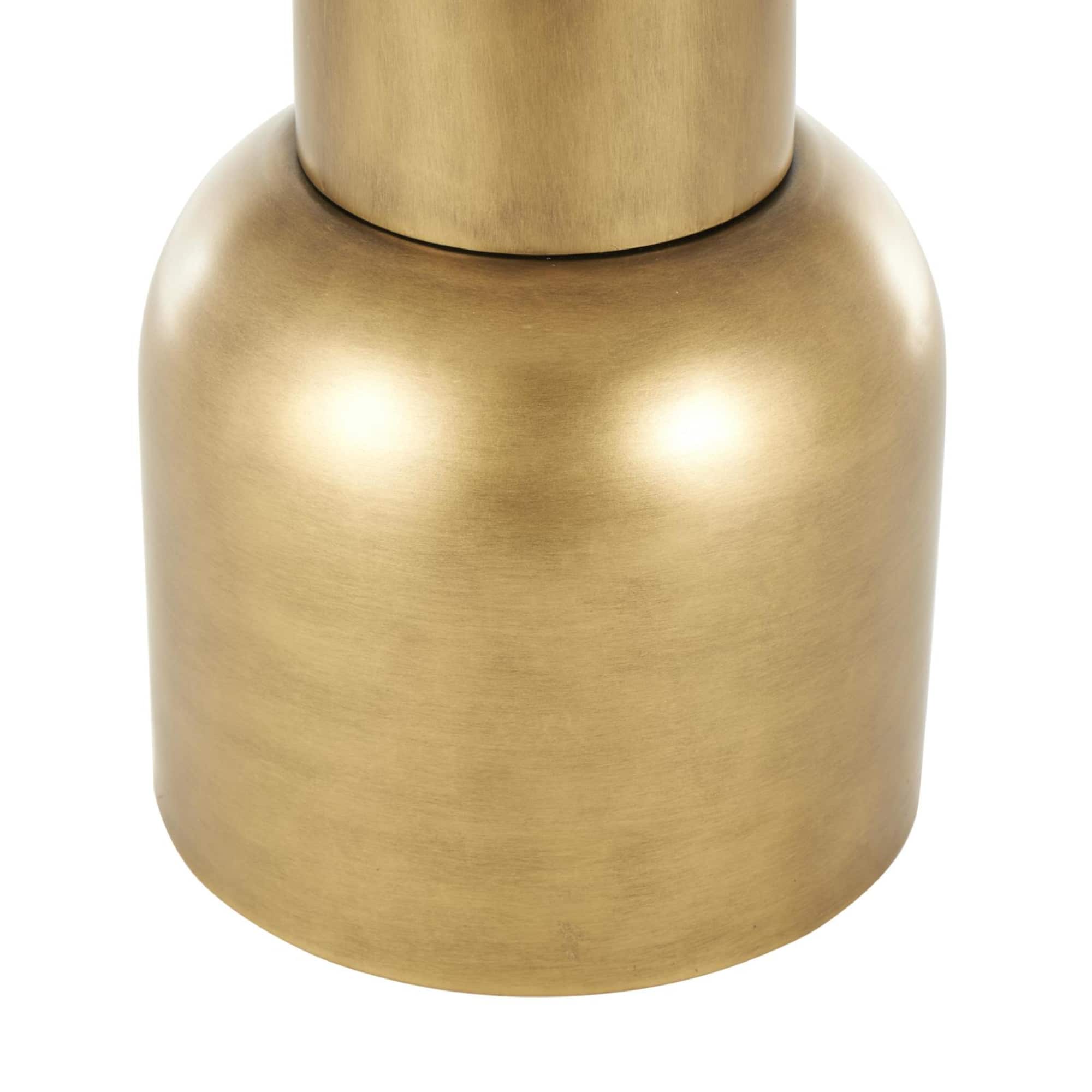 20" Gold Metal Pedestal Accent Table with Cream Marble Tabletop